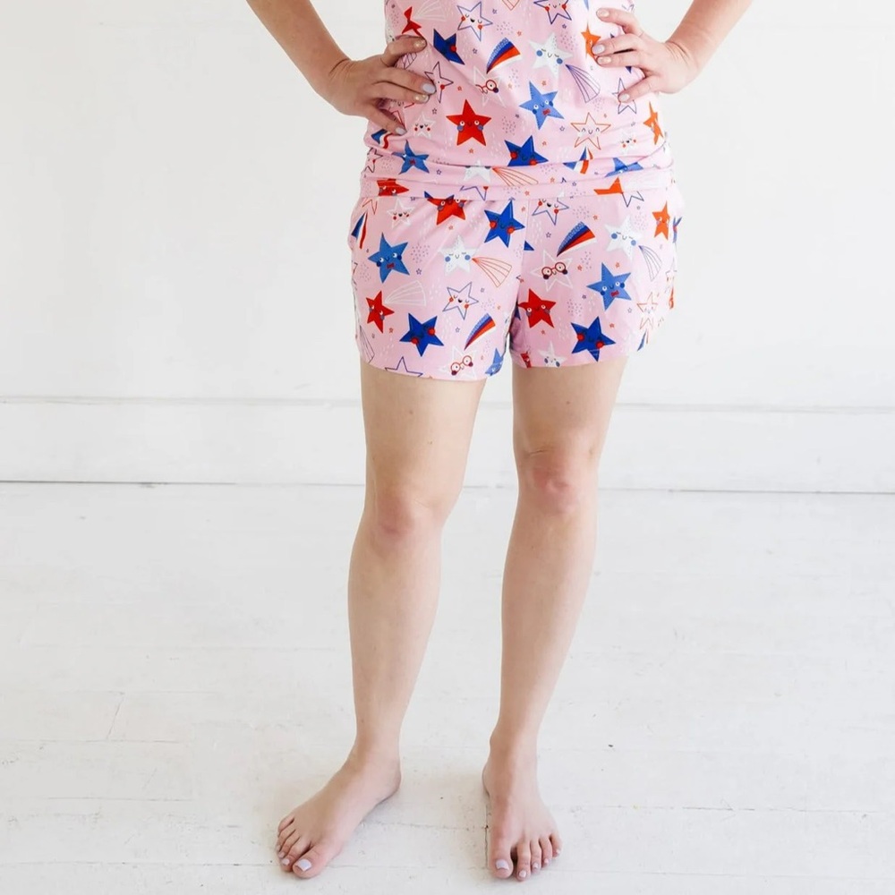 Little Sleepies Pink Stars and Stripes Shorts Pajama Set - Picture 3 of 6